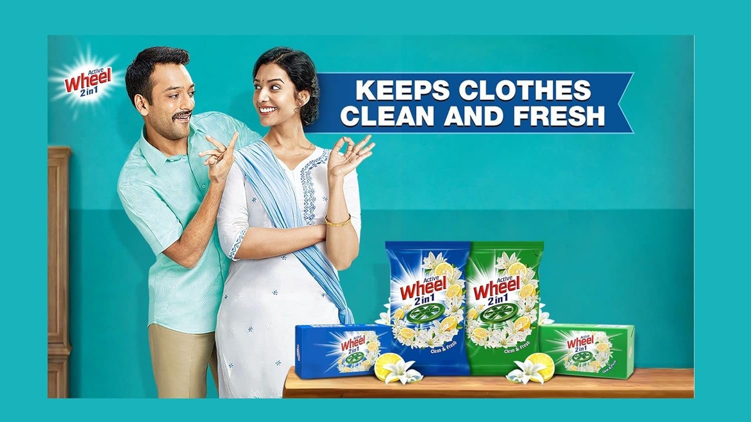 Wheel Active 2 In 1 Detergent Powder, 500Gm