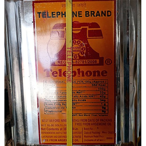 Telephone Kachi Ghani Mustard Oil (15L Tin)