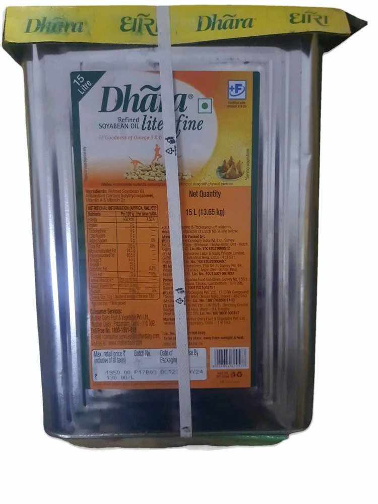 Dhara Kachi Ghani Mustard Oil (0% Trans Fat) 15l Tin