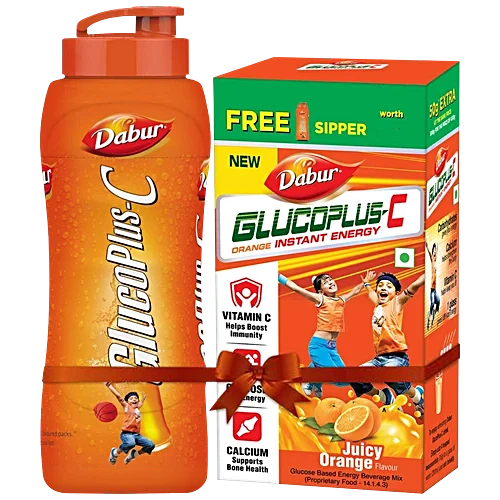 Dabur Glucoplus-C Instant Glucose – Juicy Orange Flavour, 500 g