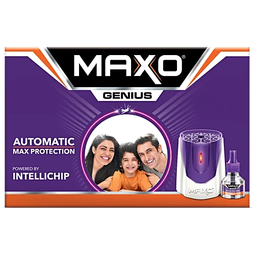 Maxo Genius Mosquito Repellent Machine – Automatic, Powered by Intelli Chip 2.0, 35 ml (1 Machine + 1 Refill)