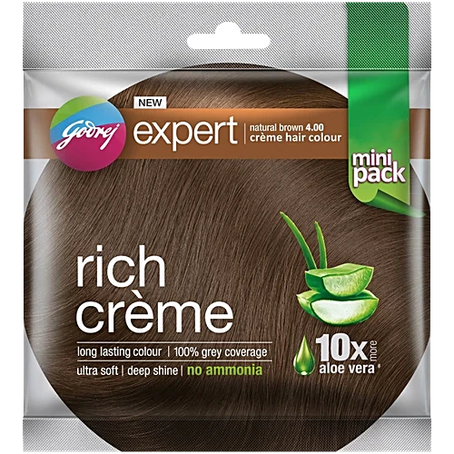 Godrej Expert Rich Creme Hair Colour – Long-Lasting, 100% Grey Coverage, No Ammonia, 24 ml Natural Brown