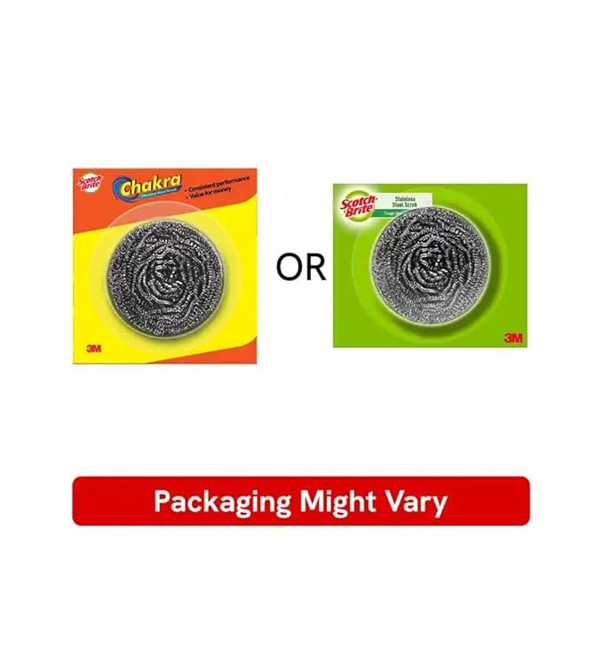 Scotch-Brite Chakra Stainless Steel Scrubber – Rust-Free Heavy Duty Scrub for Tough Utensil Cleaning