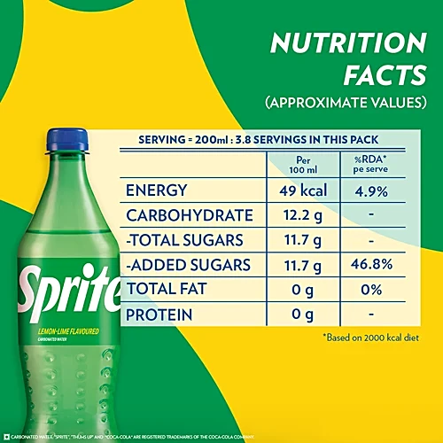 Sprite Soft Drink - Refreshing, 750 ml PET Bottle