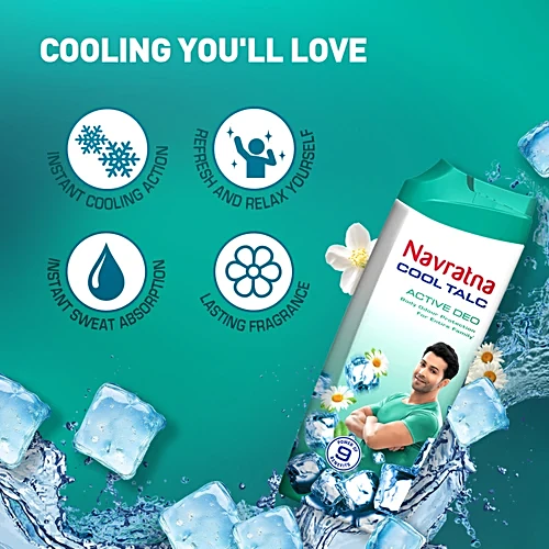 Navratna Cool Talc - Active Deo, 18 g